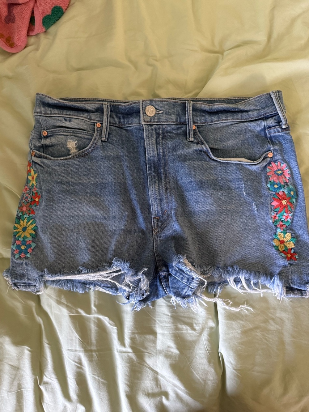 MOTHER Floral Embroidered Shorts. Cute!